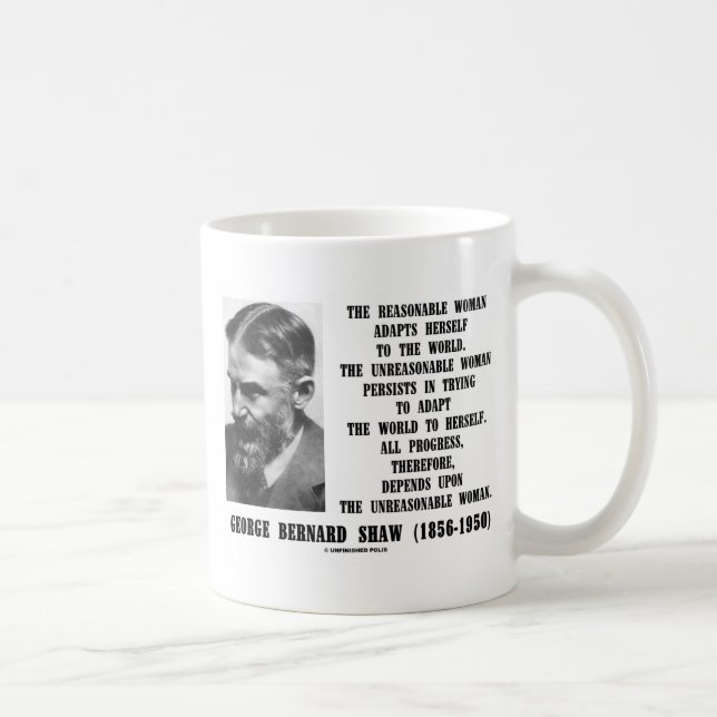 Mug Progrès déraisonnable G.B. Shaw Quote de femme (Droite)