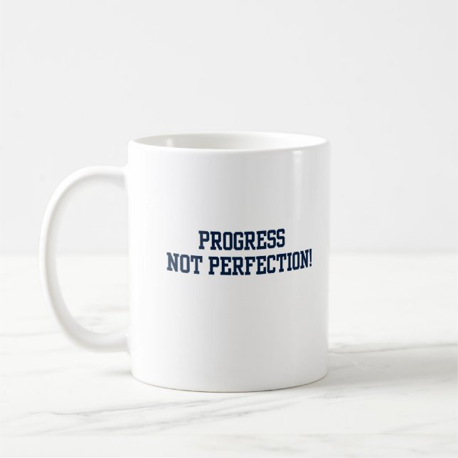 Mug Progrès Pas perfection Bleu (Gauche)