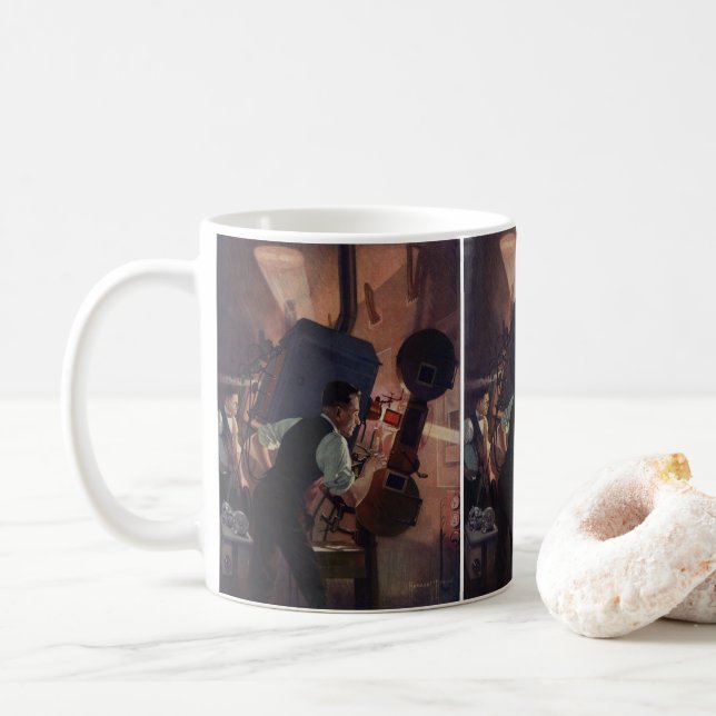 Mug Projectioniste de cinéma, Vintage Business (Avec donut)