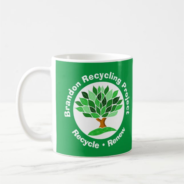 Mug Projet de recyclage. Recycler et renouveler. (Gauche)