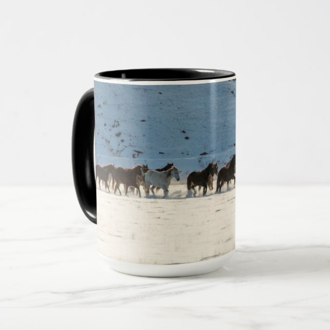 Mug Promenade à cheval en hiver sur Hideout Ranch (Devant gauche)