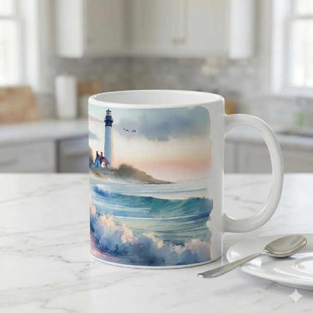 Mug Promenade côtière jusqu'au phare au coucher du sol (Coastal Walk to Lighthouse at Sunset Coffee Mug)