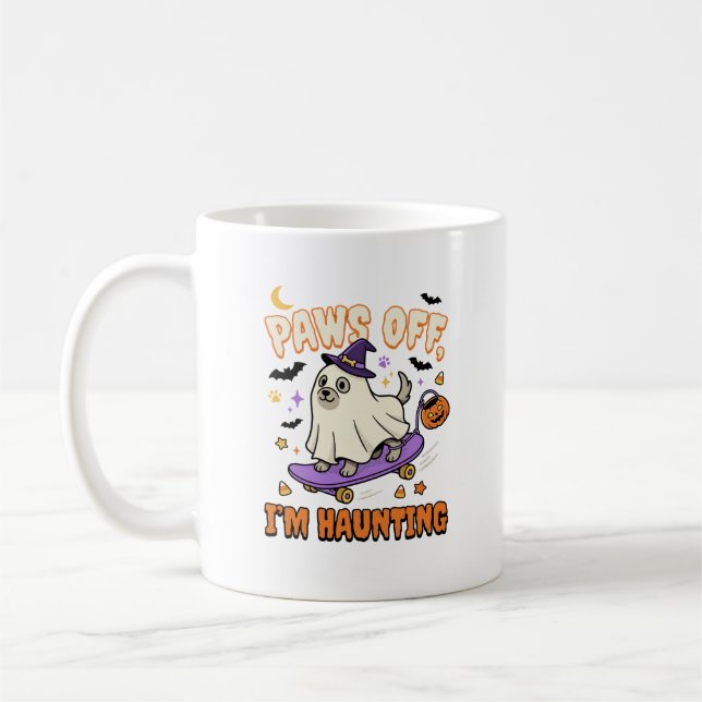 Mug Promenade en skateboard de chien d'Halloween effra (Gauche)