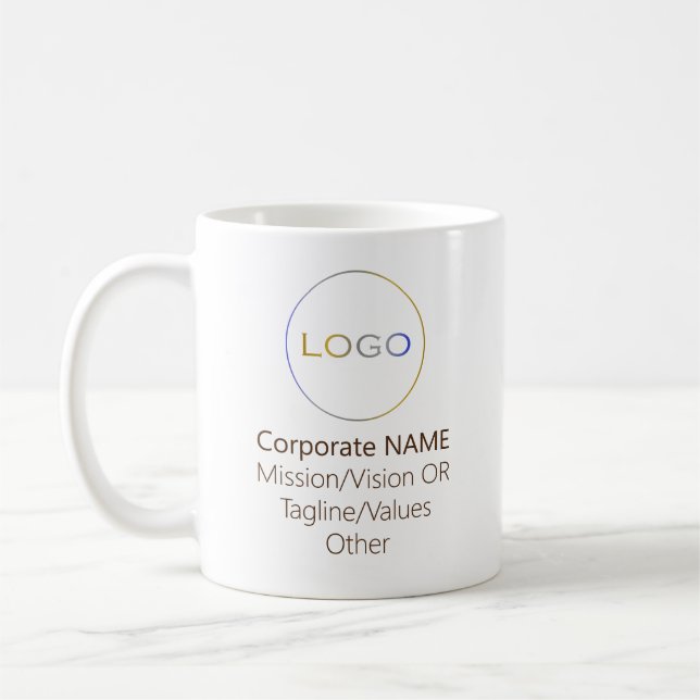 Mug Promo Brown de vision du logo rond de l'entreprise (Gauche)