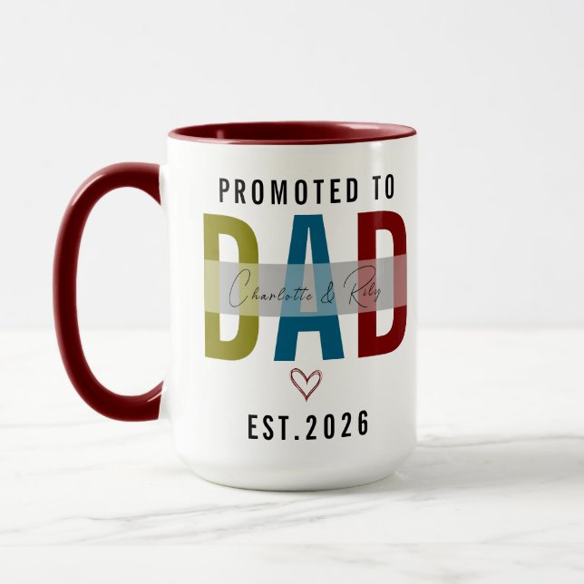 Mug Promoted to Dad Personalized Photo | First Father (Gauche)