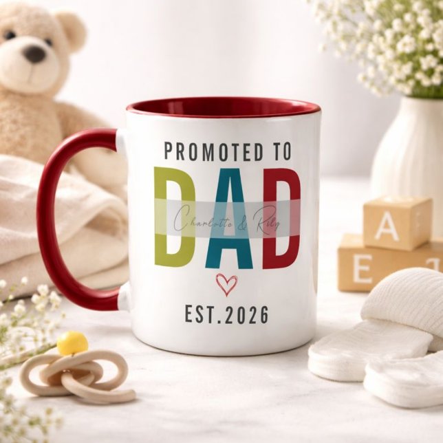 Mug Promoted to Dad Personalized Photo | First Father (Promoted to Dad | Personalized First Father’s Day Mug)