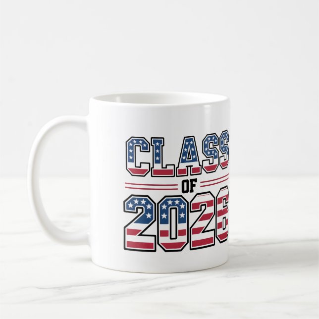 Mug Promotion 2026 Drapeau USA Diplômé (Gauche)