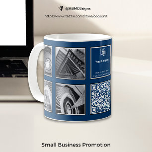 Mug Promotion d'entreprise Photo Collage bleu blanc no