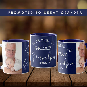 Mug Promu à Grand-Père 2 Photo Collage Bleu