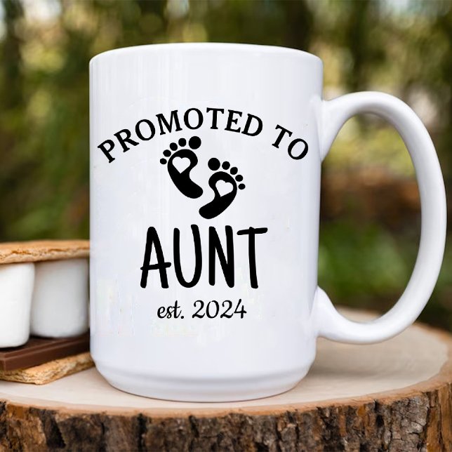 Mug Promu à Tante / Coeur chic Faire-part de naissance (Promoted to Aunt / Birth announcement Chic heart Coffee Mug)