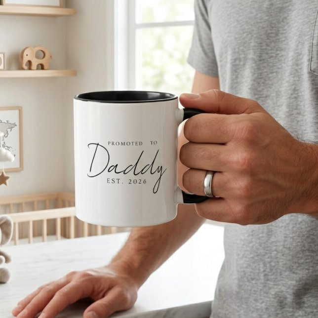 Mug Promu Papa Élégant Année de Création Script (Créateur téléchargé)