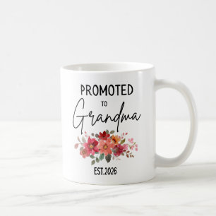 Mug Promue Grand-mère 2026 Fleurs Révélation de Bébé