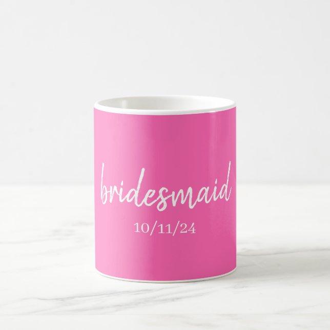 Mug Proposition de la Bridesmaid Personnalisé Hot Pink (Centre)