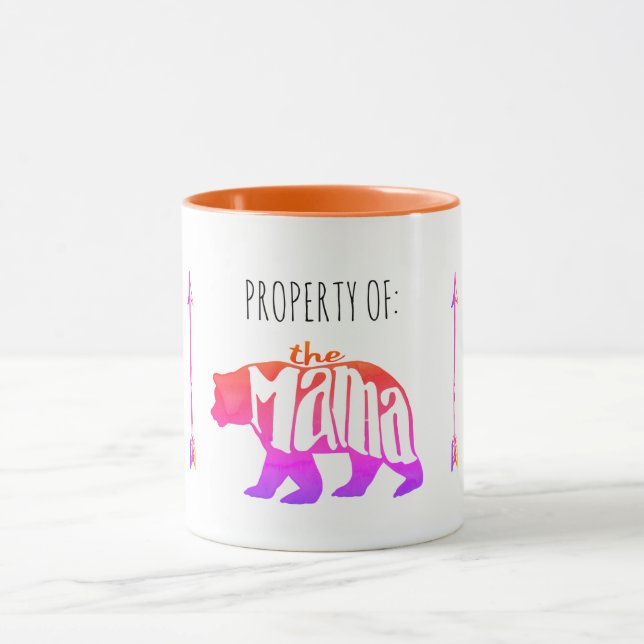 Mug Propriété faite sur commande de maman Bear Orange (Centre)