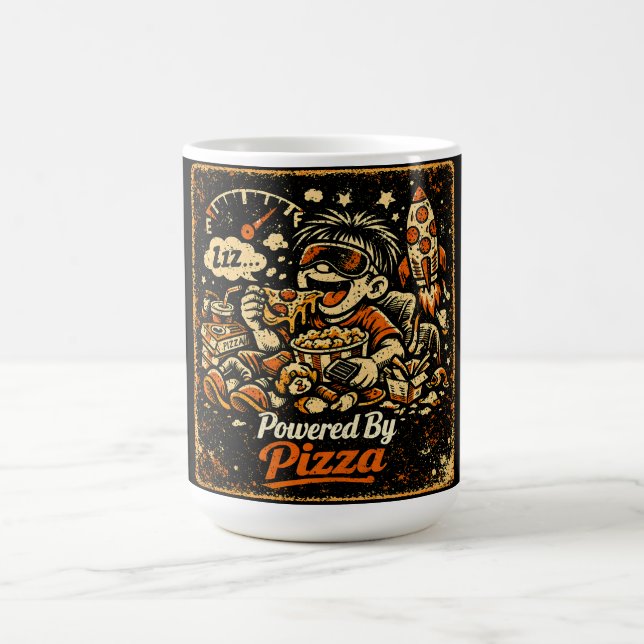 Mug Propulsé par Pizza – Fierté de l'humour carburant  (Centre)