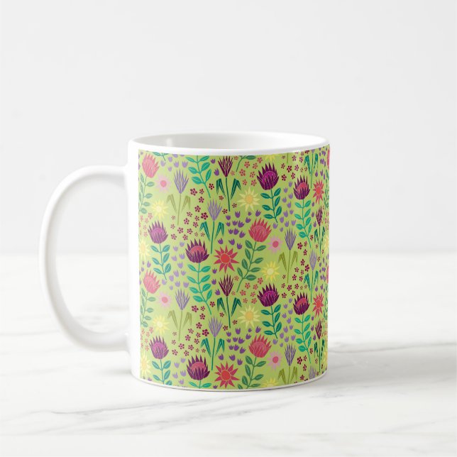 Mug Protea Floral Block Imprimer Millefleur vert pâle (Gauche)