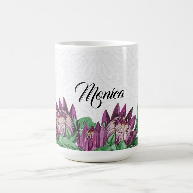 Mug Protéa roi aquarelle peinte à la main (Centre)
