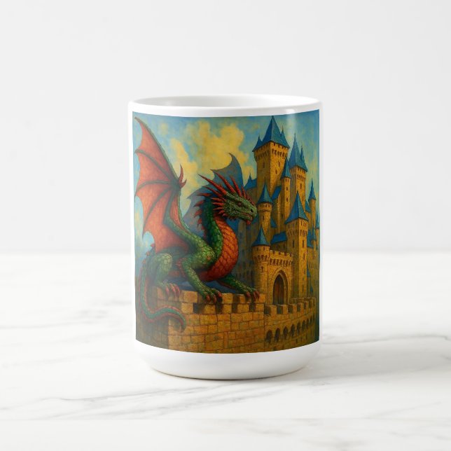 Mug Protecteur de château de dragon médiéval (Centre)