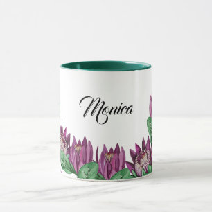 Mug Protée Roi Rose Violet Aquarelle Peinte à la main