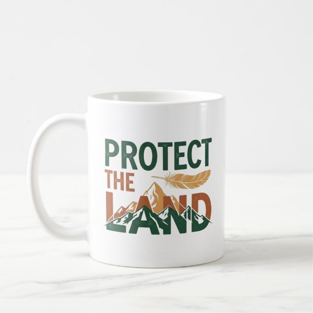 Mug "Protégez la Terre" Montagnes avec plume  (Gauche)