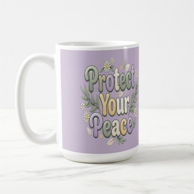 Mug Protégez Votre Paix – Typographie de Bulle de Self (Gauche)