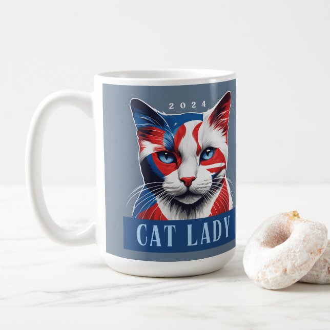Mug Proud Cat Lady Democrat Élection américaine 2024 (Avec donut)
