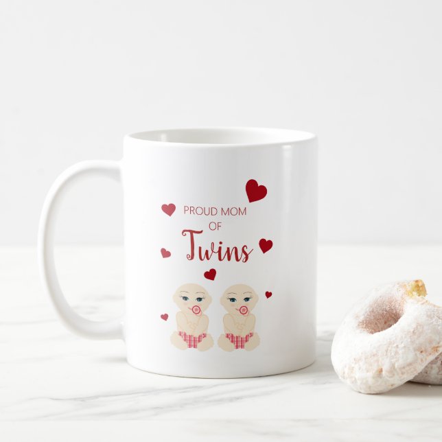 Mug Proud Mom of Twins Quote in Réseau (Avec donut)