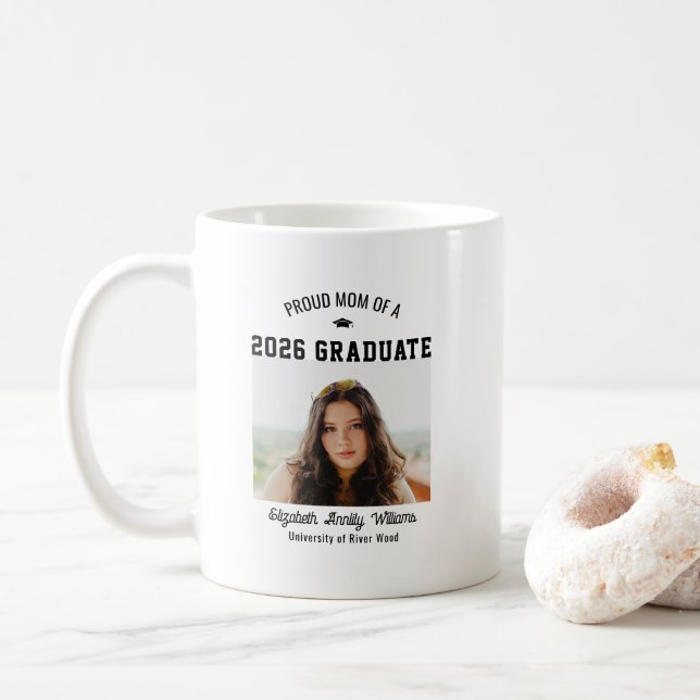 Mug Proud Mom Senior Custom Year Graduate Photo Parent (Avec donut)