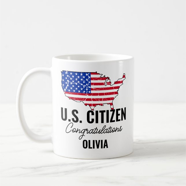 Mug Proud New U.S. Citizen – American Map  (Gauche)