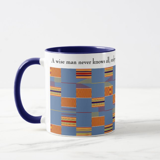 Mug Proverbe africain Denim Blue Kente (Gauche)