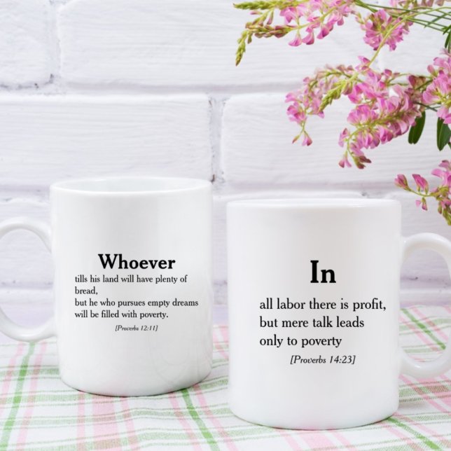 Mug Proverbes 12:11 | 14:23 Citation de la Bible (Créateur téléchargé)