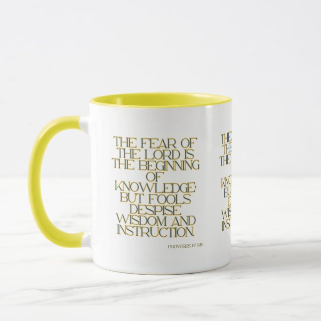 Mug Proverbes 1:7 KJV Bible Écriture à deux tons (Gauche)