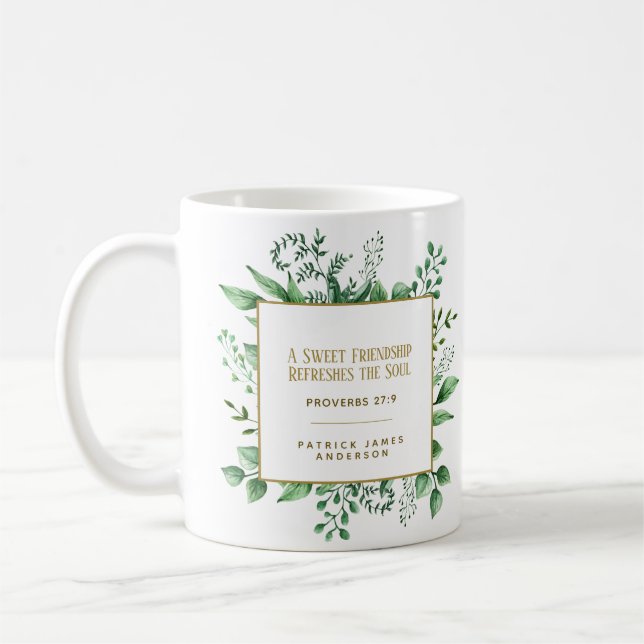 Mug Proverbes 27:9 Une douce amitié Cadeau personnalis (Gauche)