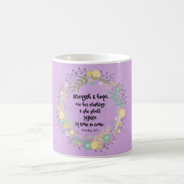 Mug Proverbes 31 Force et honneur Bible Verse (Centre)
