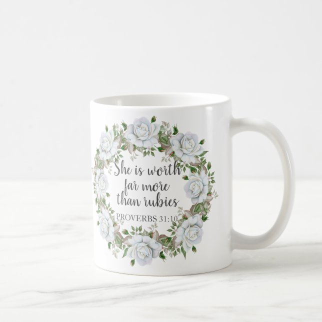 Mug Proverbes 31 Mère Bien Plus Que Rubis Roses (Droite)