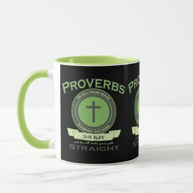 Mug Proverbes 3:6 KJV Bible Verse Deux Tones (Gauche)