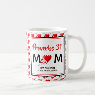 Mug PROVERBS 31 MOM Coeurs rouges Fête des mères chrét