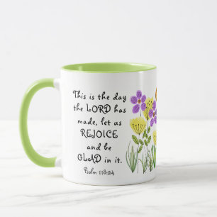 Mug Psaume 118:24 C'est le jour, Inspirationnel Floral
