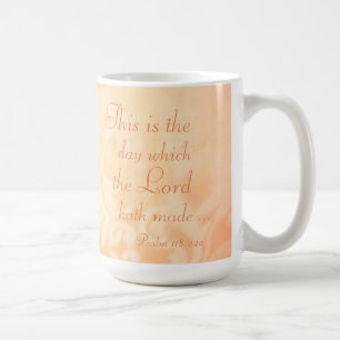 Mug Psaume 118:24 C'est le jour Orange Coral Paisley