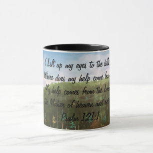 Mug Psaume 121:1 Art original peint à la main