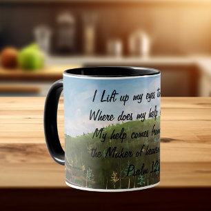 Mug Psaume 121:1 Œuvre d'art originale peinte à la ma