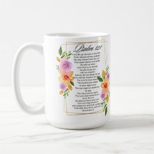 Mug Psaume 121 Cadre géométrique floral