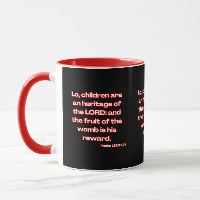 Mug Psaume 127:3 KJV Bible Écriture à deux tons (Gauche)
