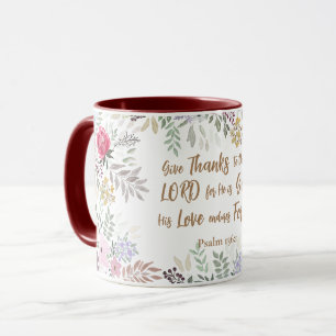 Mug Psaume 136:1 Remerciez le Seigneur Floral