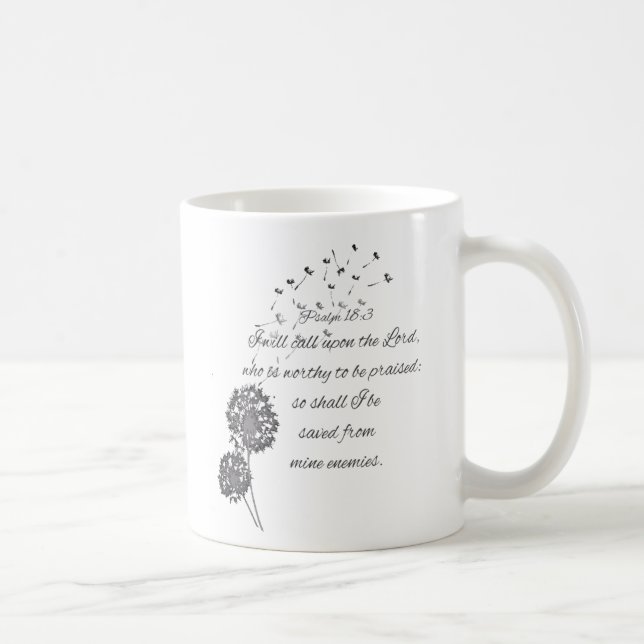 Mug Psaume 18 Verse de la Bible Appel au Seigneur Dand (Droite)