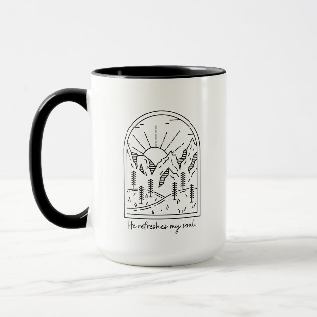 Mug Psaume 23 3 Rafraîchit Soul Bible chrétienne Verse (Gauche)