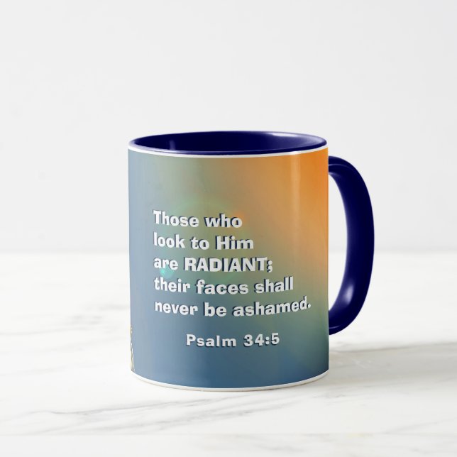 Mug Psaume 34:5 Ceux qui le regardent sont la Bible RA (Devant droit)