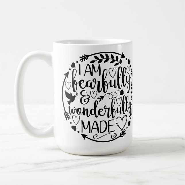 Mug Psaume 39 Merveilleusement fait Écriture chrétienn (Gauche)