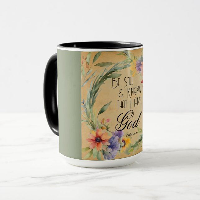 Mug Psaume 46:10 verset biblique (Devant gauche)