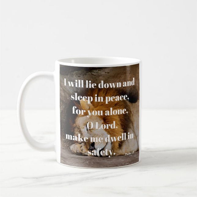 Mug Psaume 4:8 Calme Bible Verse Christian (Gauche)